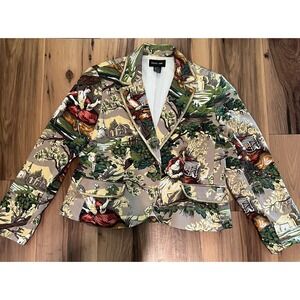 Focus 2000 Victorian Landscape Fabric Art Maximalist‎ Jacket Womens Blazer Sz 14